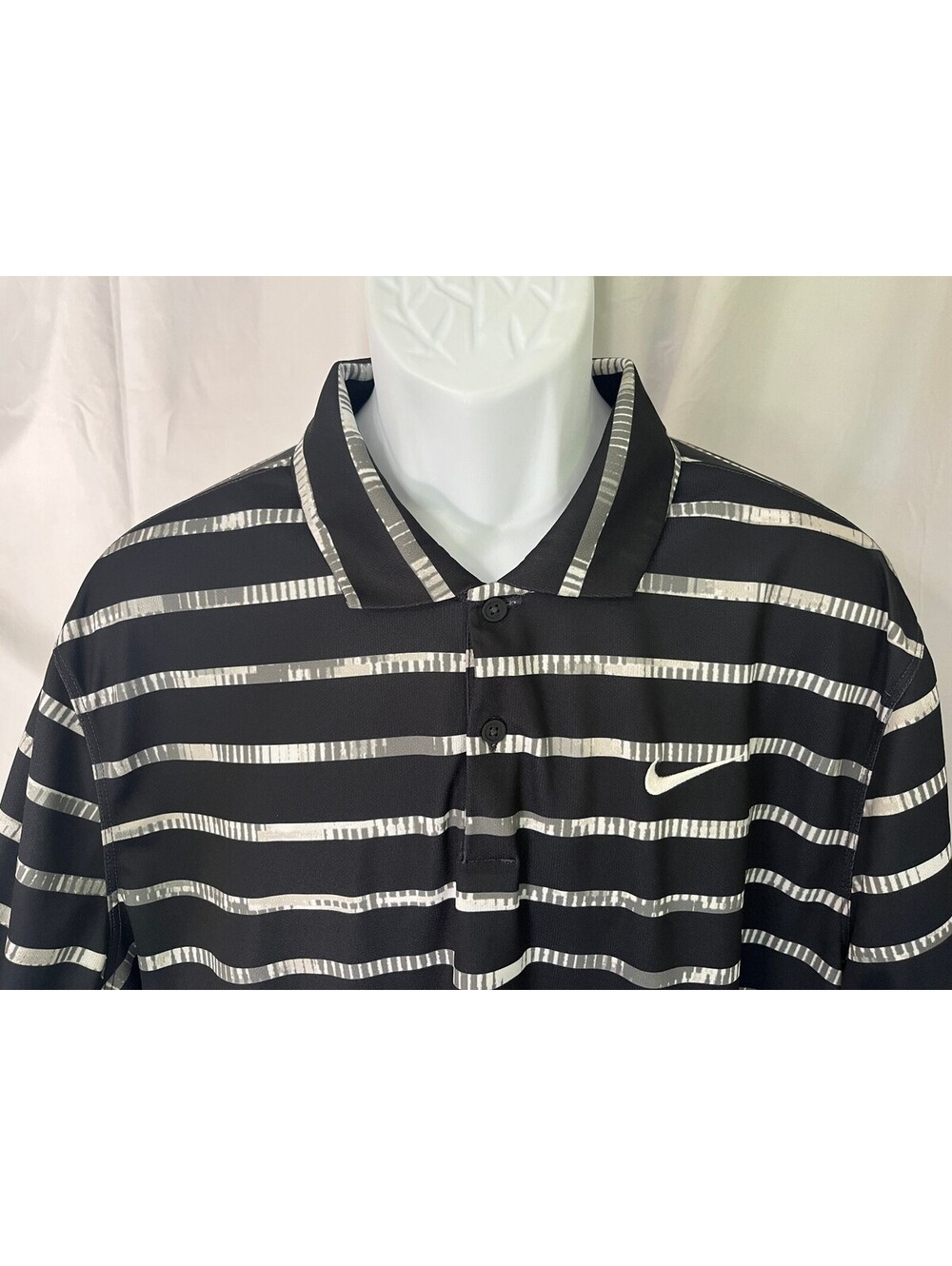 Nike Dri-Fit Men's Black White Gray Detailed s/s Golf Polo Shirt XL EUC